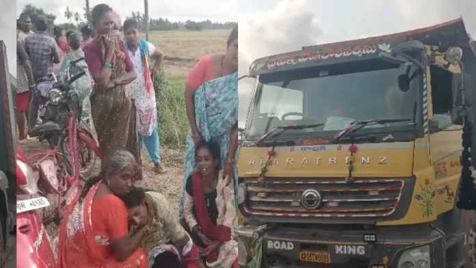 Tipper hits workers in Kakinada